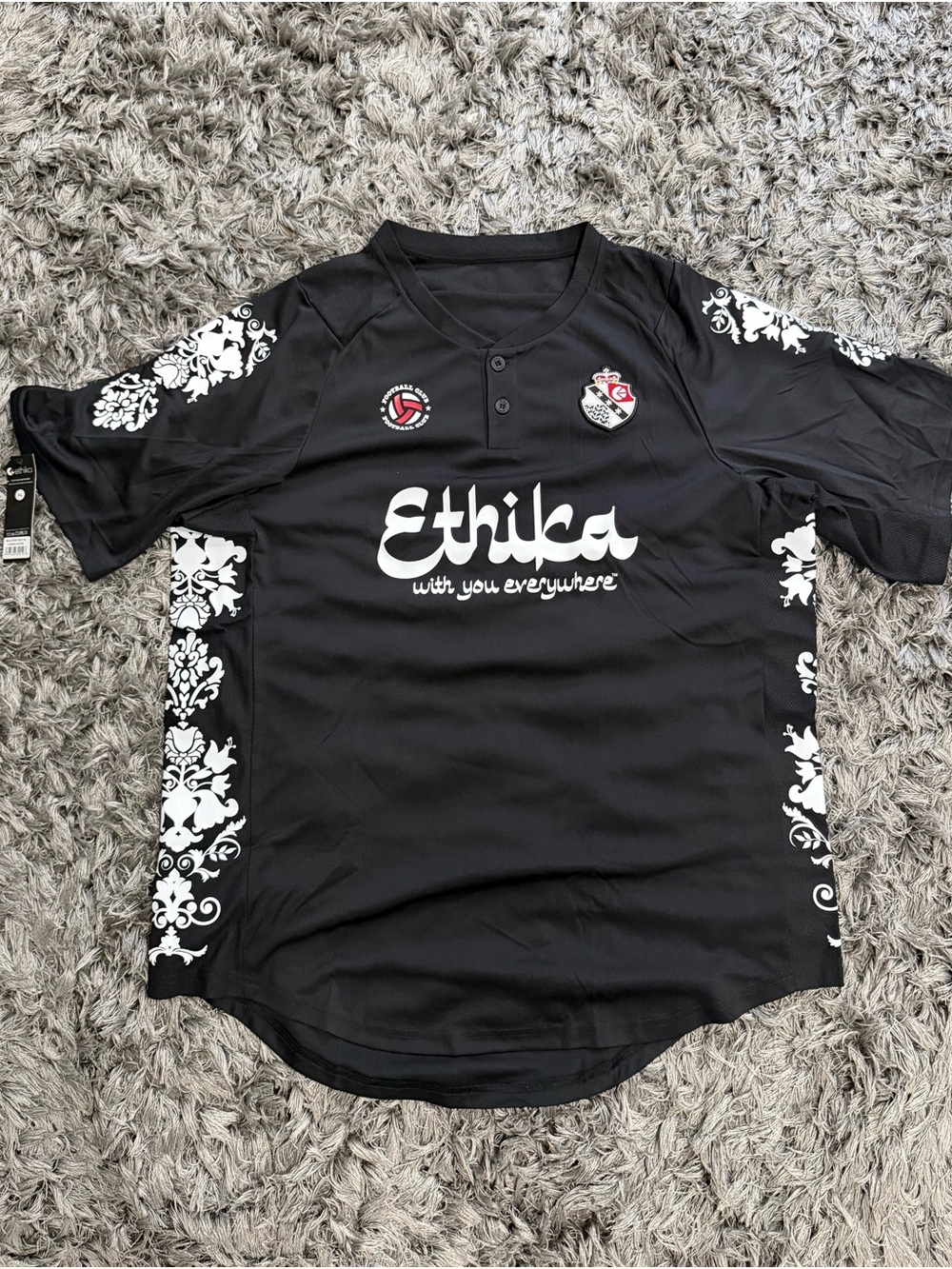 ethika Black Jersey with White Graphic Accents